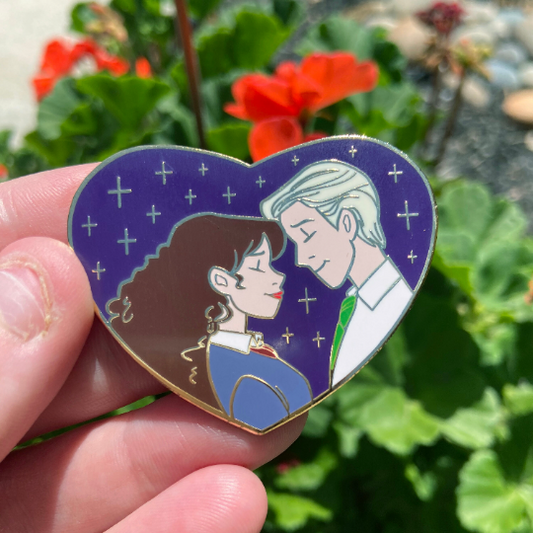 2" Heart Shaped Gold Plated Dramione Enamel Pin
